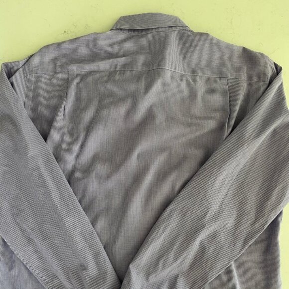 Ben Sherman LS Button Down Oxford Collar Check Print Shirt Purple White Sz 165 - Picture 10 of 15